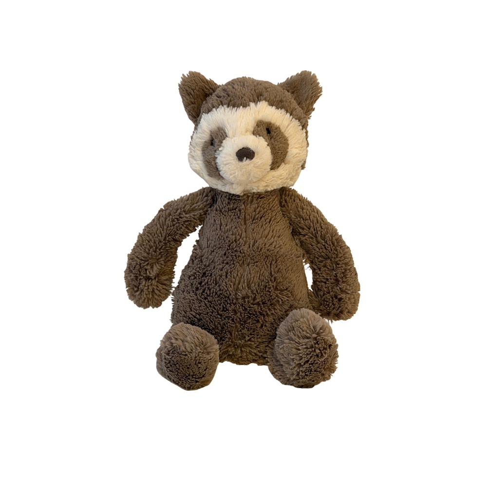 Jellycat Bashful Raccoon Plush Brown Cream Striped Tail Stuffed Animal Medium